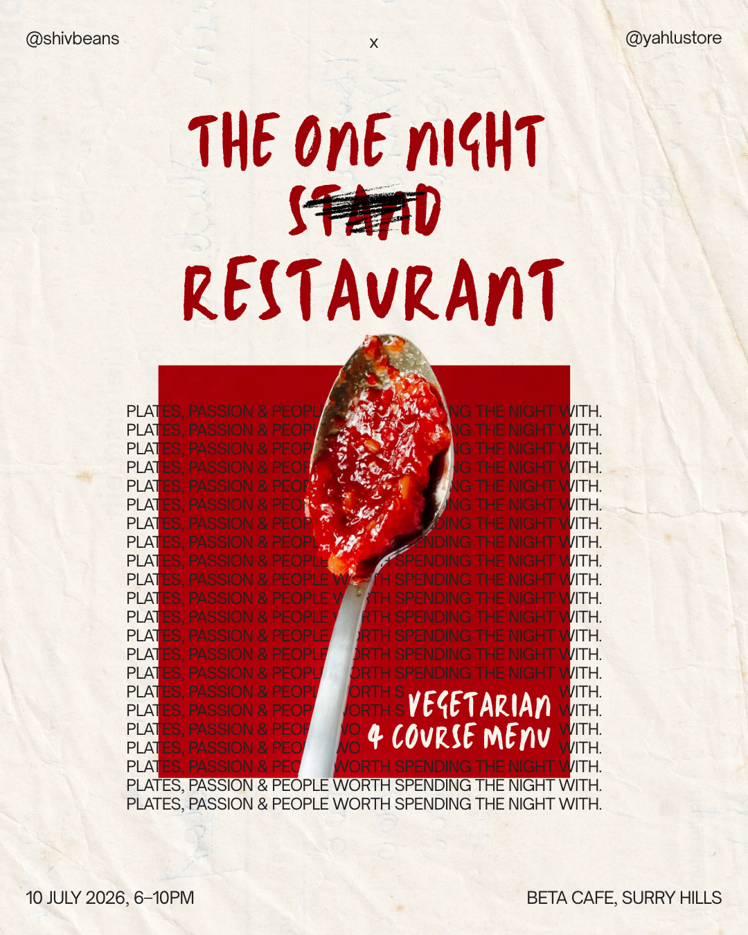 One Night Stand Restaurant menu cover