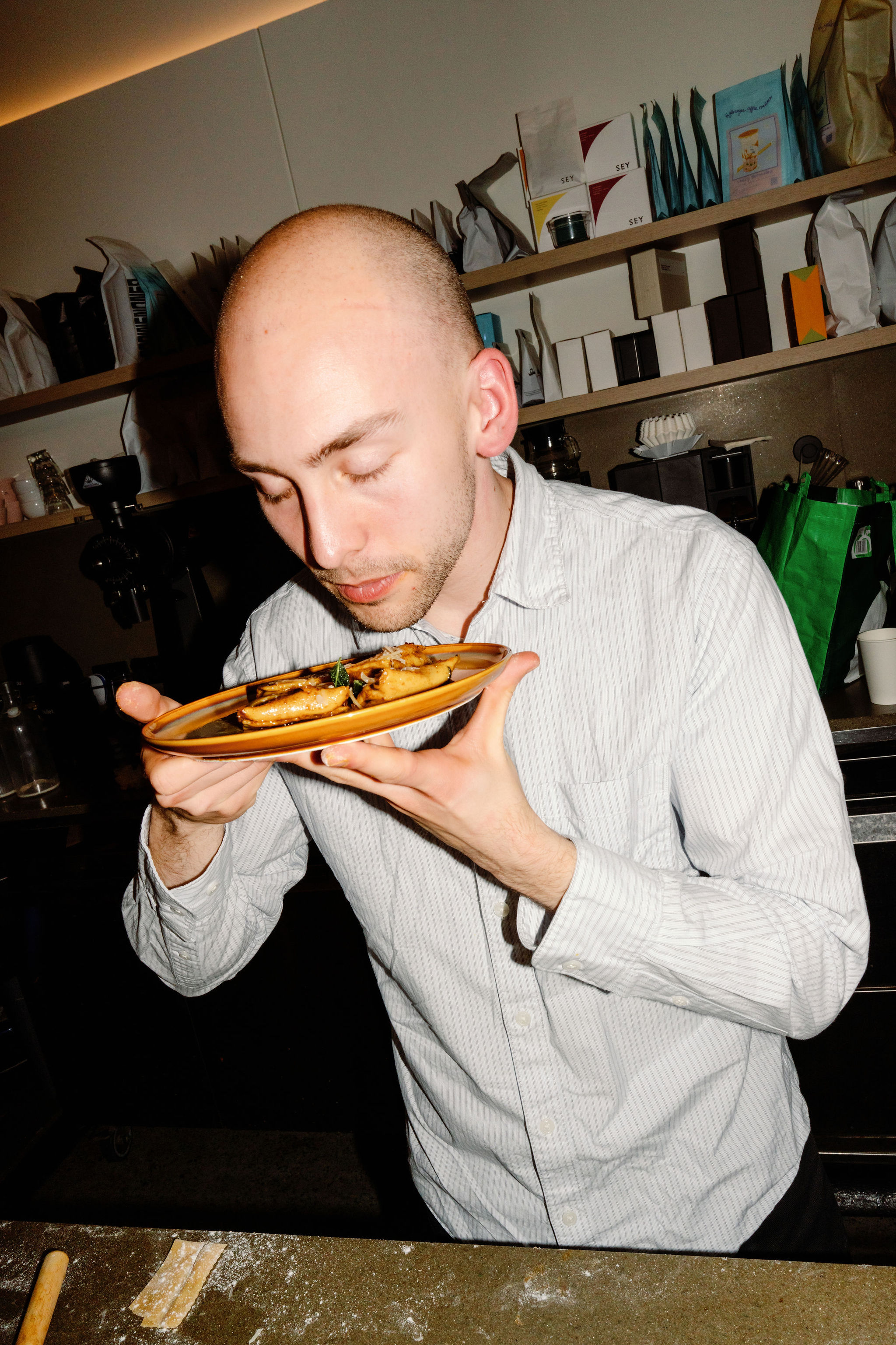 A close look at a freshly prepared pasta dish